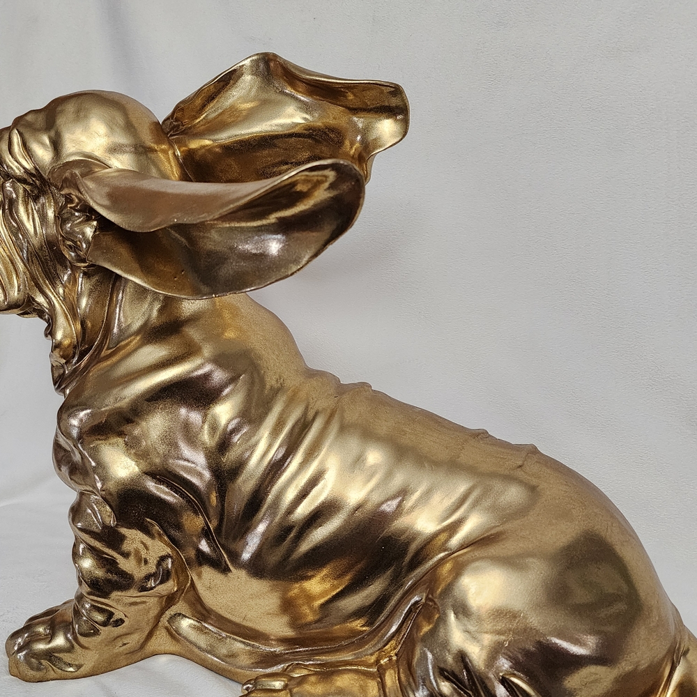 Gold Ceramic Basset Hound Figurine - Decorative Home Art LIFE SIZE 20"X30" - Picture 6 of 11